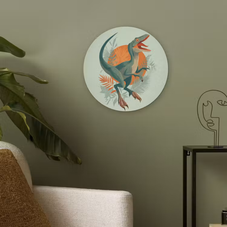 Dino - Bladeren - Grafisch - Groen Akoestische PET Vilt - Rond klein -sfeer2