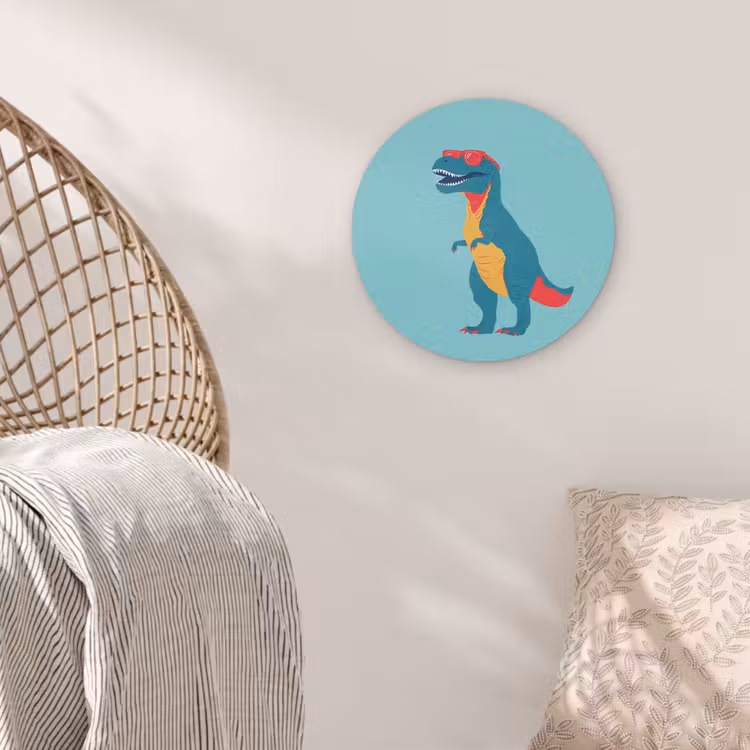 Dinosaurus - Blauw - Zonnebril Akoestische PET Vilt - Rond klein -sfeer4