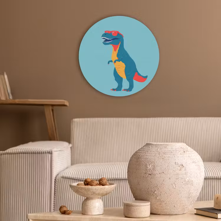 Dinosaurus - Blauw - Zonnebril Akoestische PET Vilt - Rond klein -sfeer1