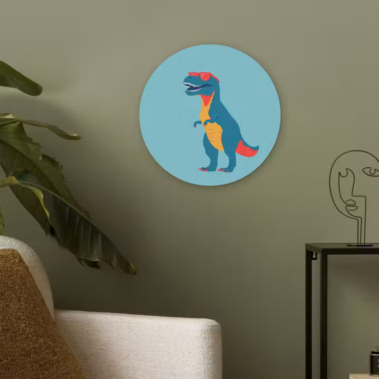 Dinosaurus - Blauw - Zonnebril Akoestische PET Vilt - Rond klein -sfeer2