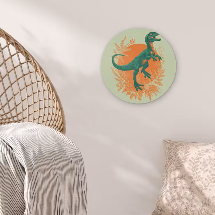 Dinosaurus - Groen - Planten - Cirkel Akoestische PET Vilt - Rond klein -sfeer4