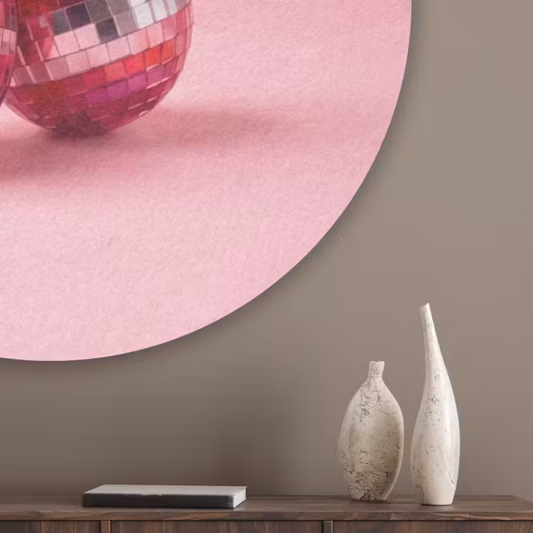 Disco - Kersen - Roze Akoestische PET Vilt - Rond klein -sfeer5_closeup