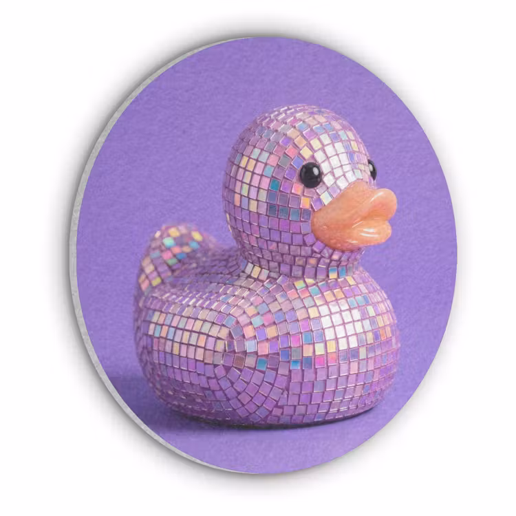 Disco - Eend - Paars Akoestische PET Vilt - Rond klein -3d