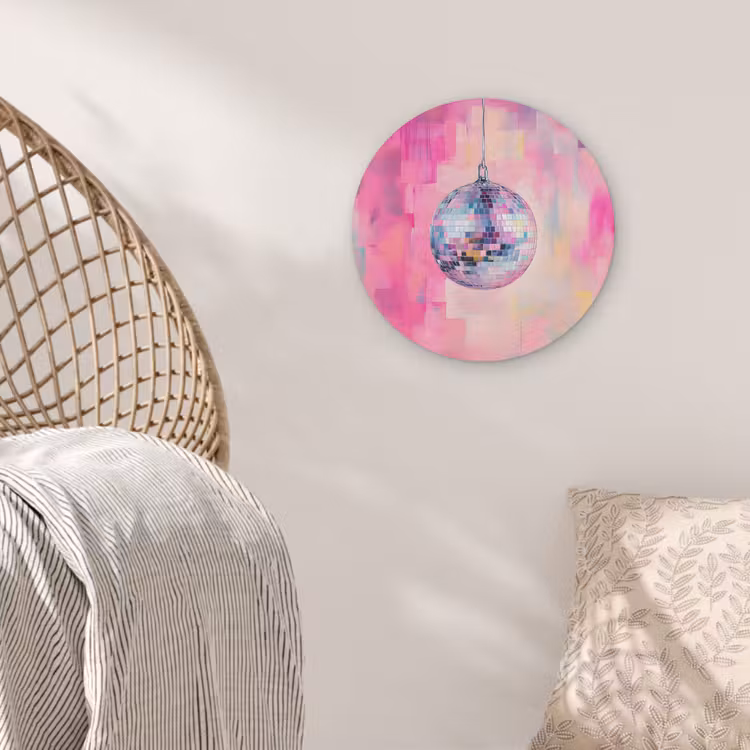 Discobal - Pink - Verf Akoestische PET Vilt - Rond klein -sfeer4