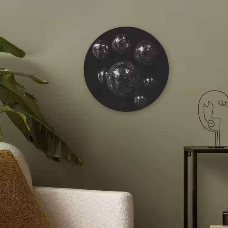 Discoballen - Minimalistisch - Zwart Akoestische PET Vilt - Rond klein -sfeer2