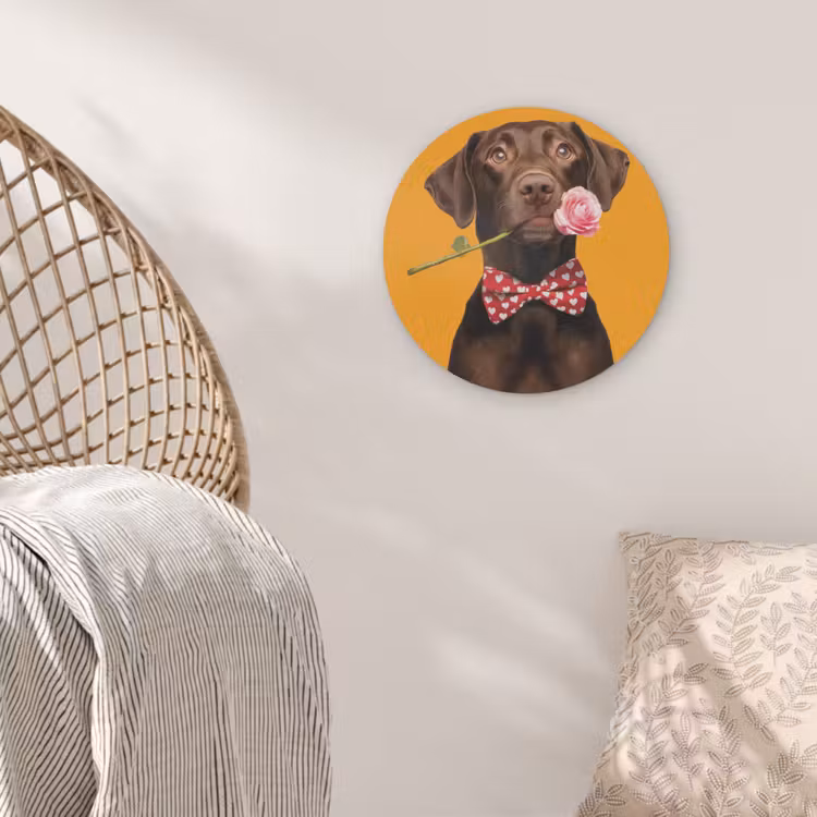 Hond - Oranje - Roos - Valentijn Akoestische PET Vilt - Rond klein -sfeer4