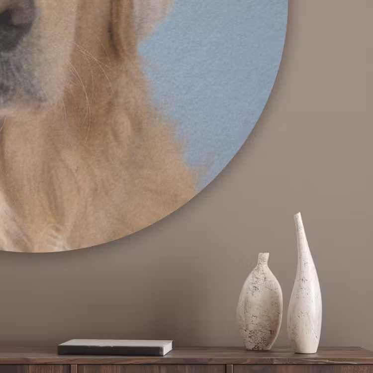 Hond - Badeend - Geel Akoestische PET Vilt - Rond klein -sfeer5_closeup