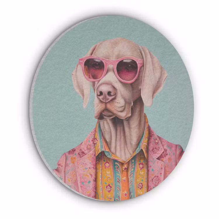 Hond - Overhemd - Bloemen - Bril Akoestische PET Vilt - Rond klein -3d