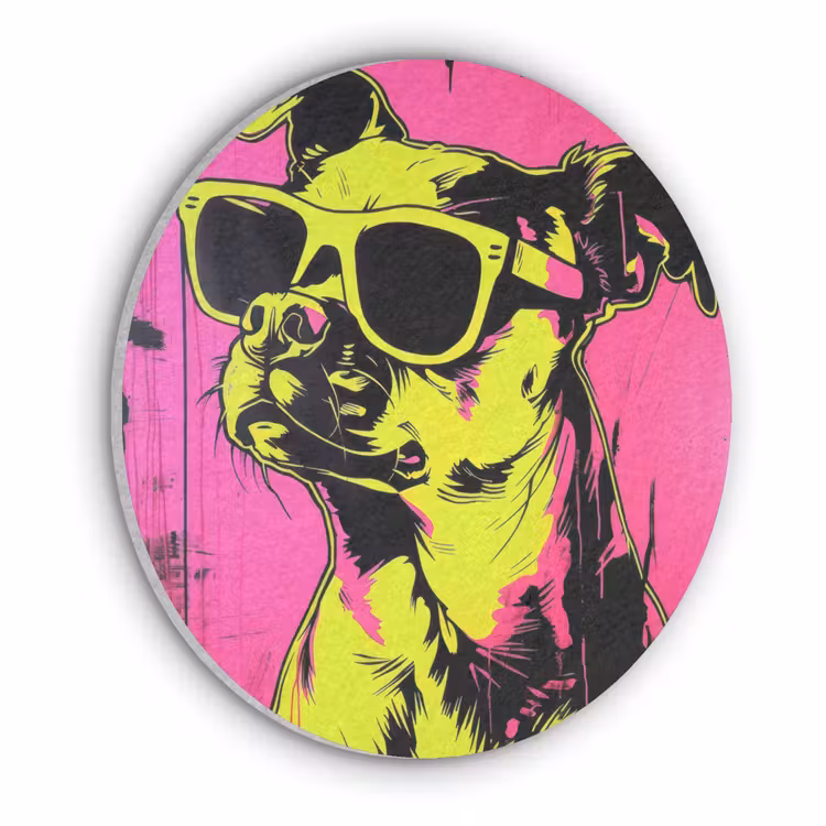 Hond - Zonnebril - Roze - Art Akoestische PET Vilt - Rond klein -3d