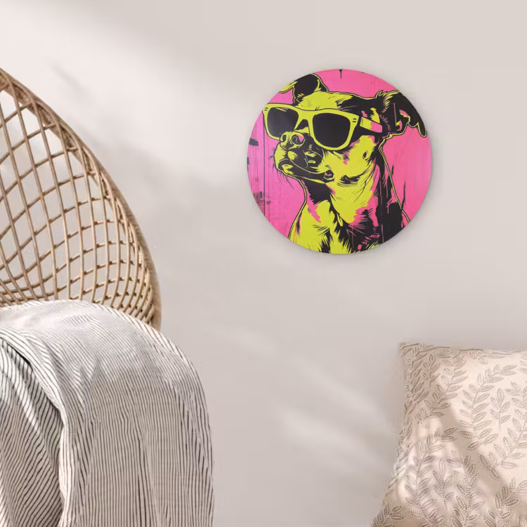 Hond - Zonnebril - Roze - Art Akoestische PET Vilt - Rond klein -sfeer4
