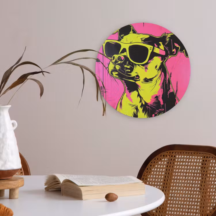Hond - Zonnebril - Roze - Art Akoestische PET Vilt - Rond klein -sfeer3