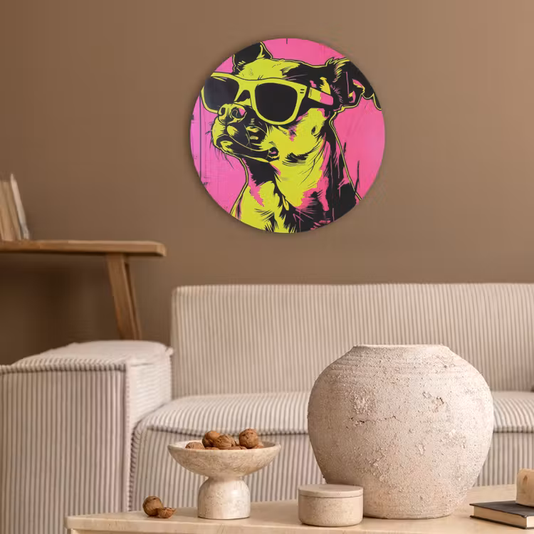 Hond - Zonnebril - Roze - Art Akoestische PET Vilt - Rond klein -sfeer1