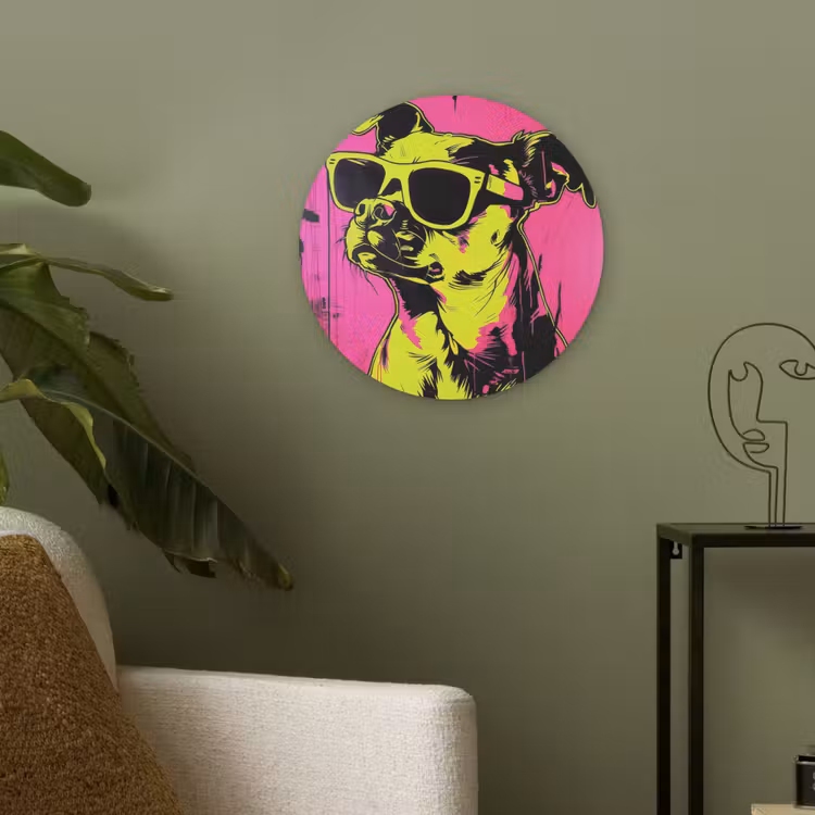 Hond - Zonnebril - Roze - Art Akoestische PET Vilt - Rond klein -sfeer2