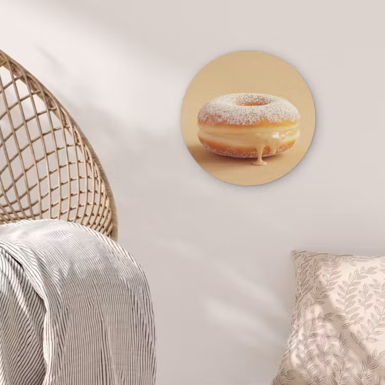 Donut - Romig - Poedersuiker - Beige Akoestische PET Vilt - Rond klein -sfeer4
