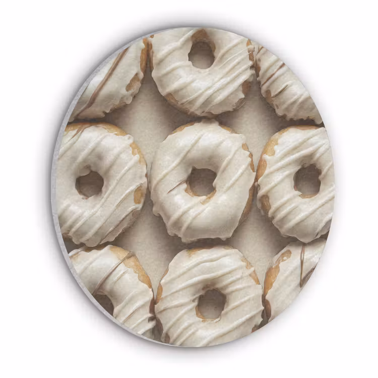 Donuts - Chocolade - Wit - Beige Akoestische PET Vilt - Rond klein -3d