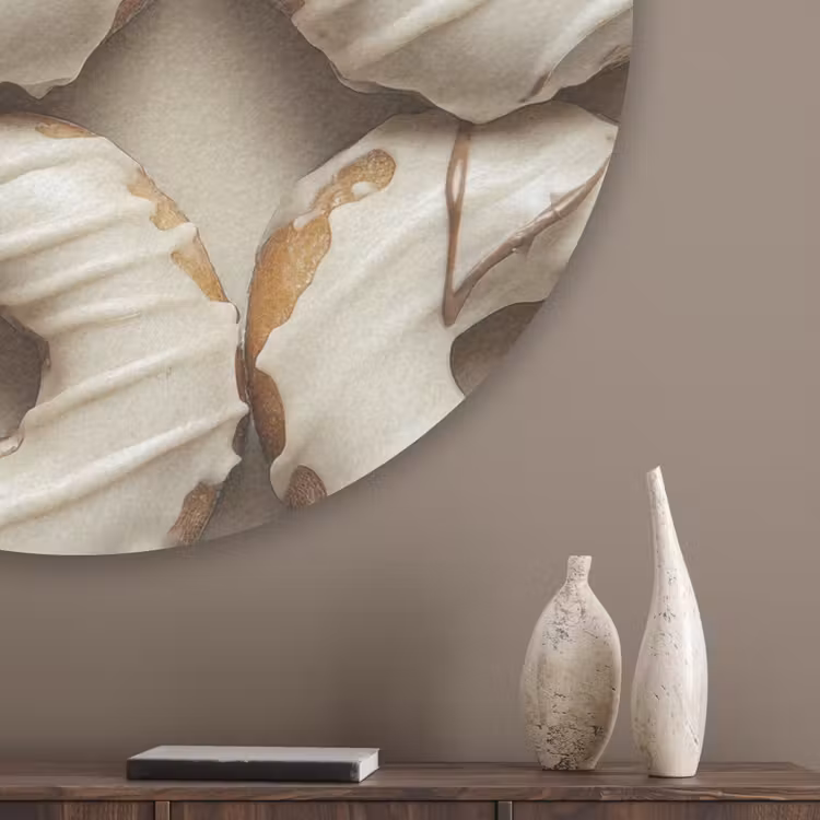 Donuts - Chocolade - Wit - Beige Akoestische PET Vilt - Rond klein -sfeer5_closeup