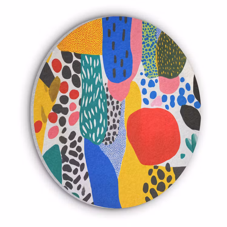 Stippen - Vormen - Modern - Kleuren Akoestische PET Vilt - Rond klein -3d