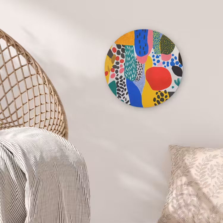 Stippen - Vormen - Modern - Kleuren Akoestische PET Vilt - Rond klein -sfeer4