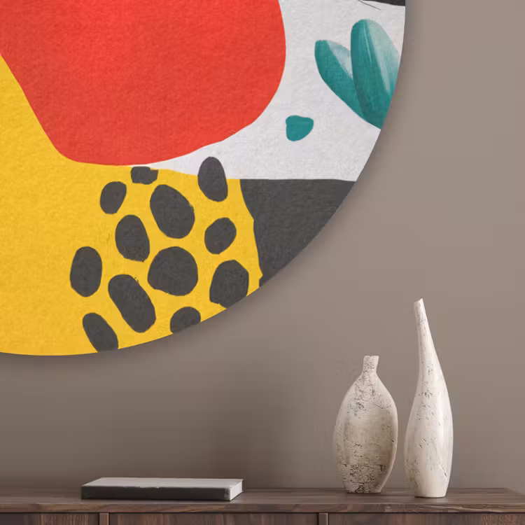 Stippen - Vormen - Modern - Kleuren Akoestische PET Vilt - Rond klein -sfeer5_closeup