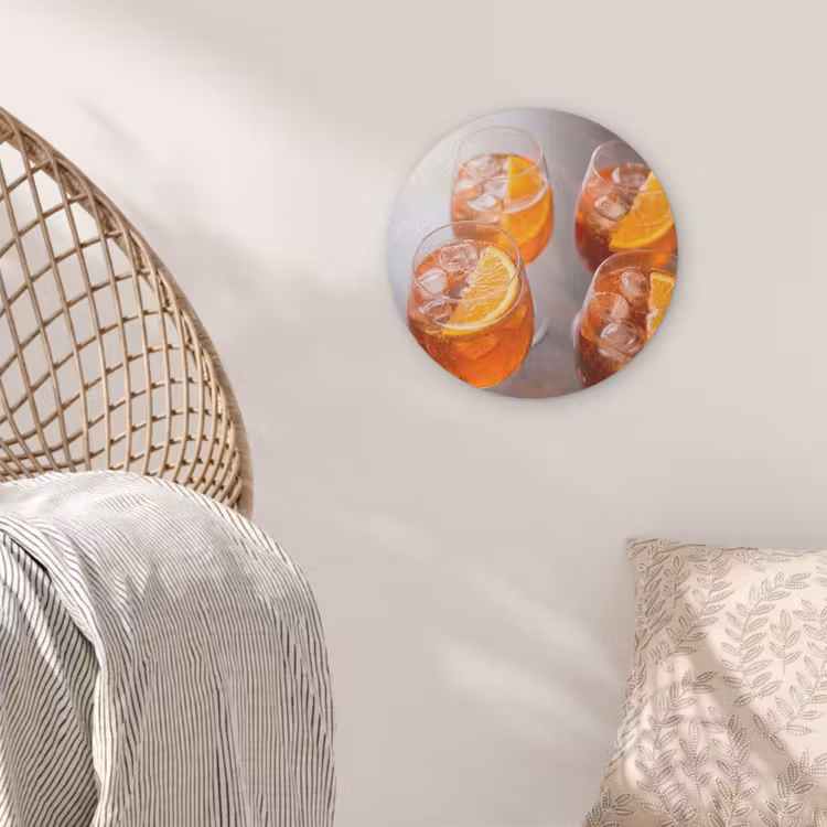 Drank - Sinaasappel - IJs - Zomer - Oranje Akoestische PET Vilt - Rond klein -sfeer4