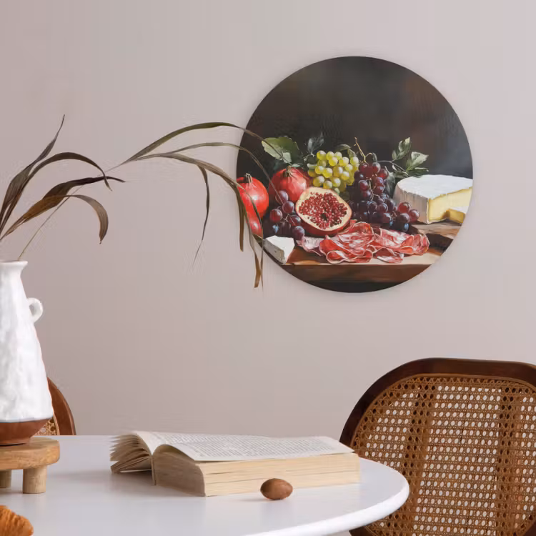 Borrelplank - Stilleven - Vintage Akoestische PET Vilt - Rond klein -sfeer3