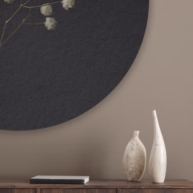 Gipskruid - Bloemetjes - Wit - Minimalistisch Akoestische PET Vilt - Rond klein -sfeer5_closeup