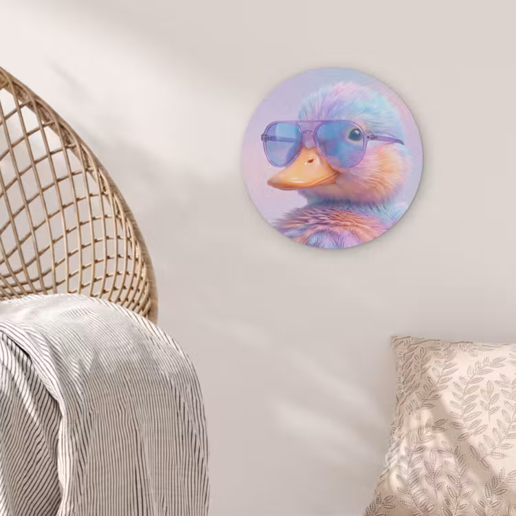 Eend - bril - Pastel Akoestische PET Vilt - Rond klein -sfeer4