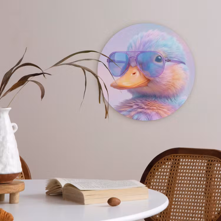 Eend - bril - Pastel Akoestische PET Vilt - Rond klein -sfeer3