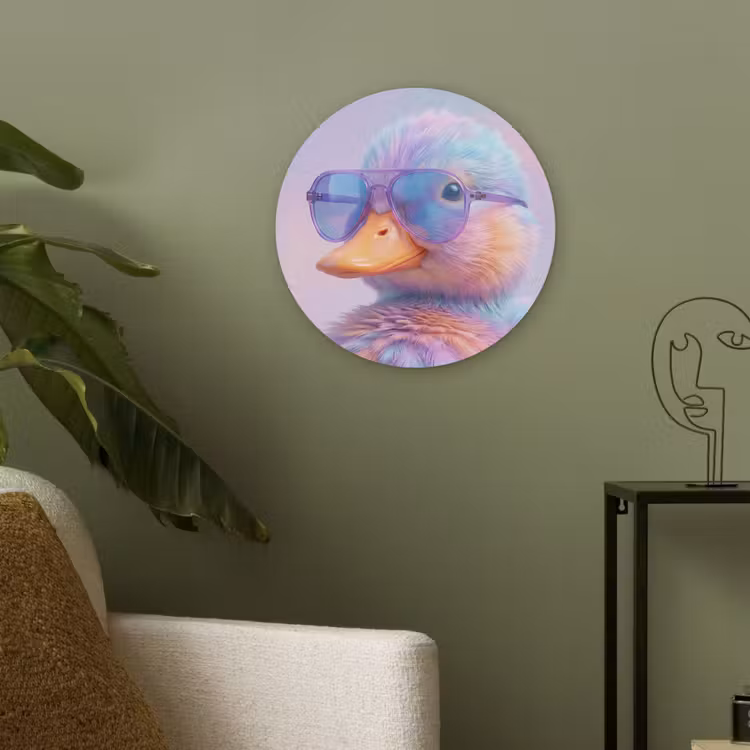 Eend - bril - Pastel Akoestische PET Vilt - Rond klein -sfeer2
