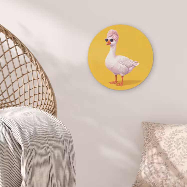 Eend - Zonnebril - Geel Akoestische PET Vilt - Rond klein -sfeer4
