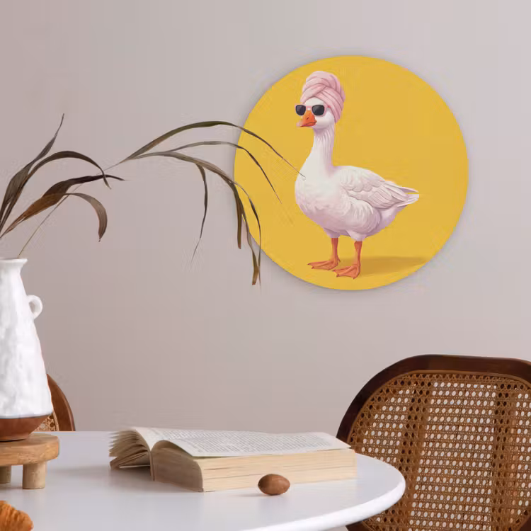Eend - Zonnebril - Geel Akoestische PET Vilt - Rond klein -sfeer3