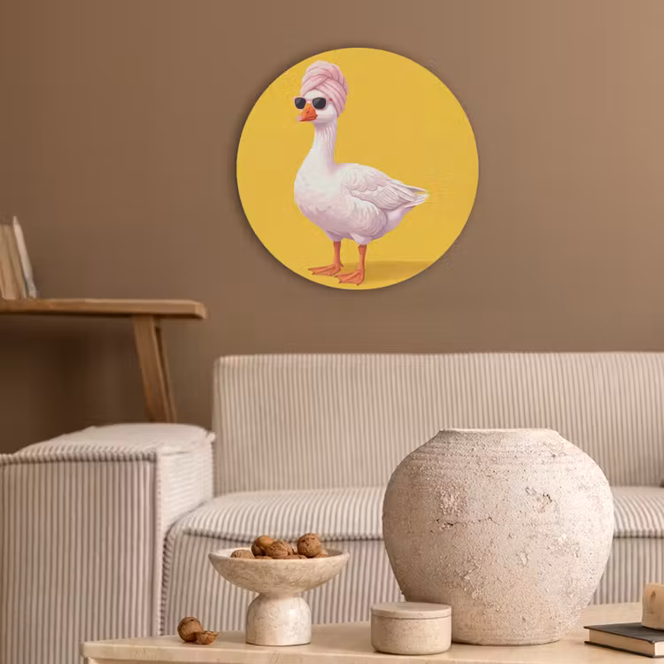 Eend - Zonnebril - Geel Akoestische PET Vilt - Rond klein -sfeer1