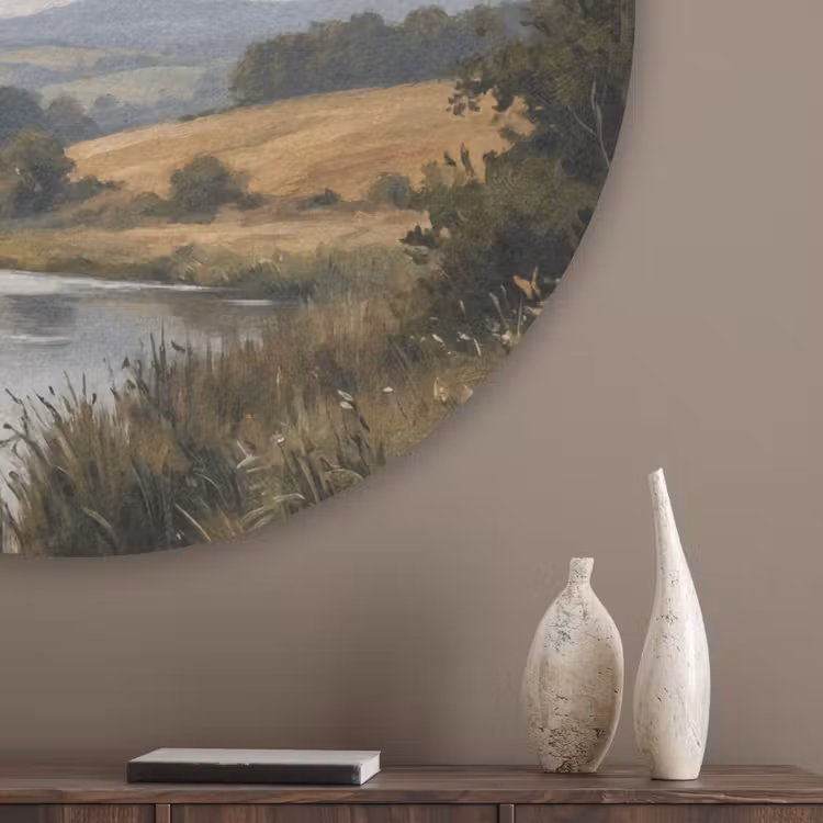 Eenden - Rivier - Landschap - Vlucht - Nostalgisch Akoestische PET Vilt - Rond klein -sfeer5_closeup