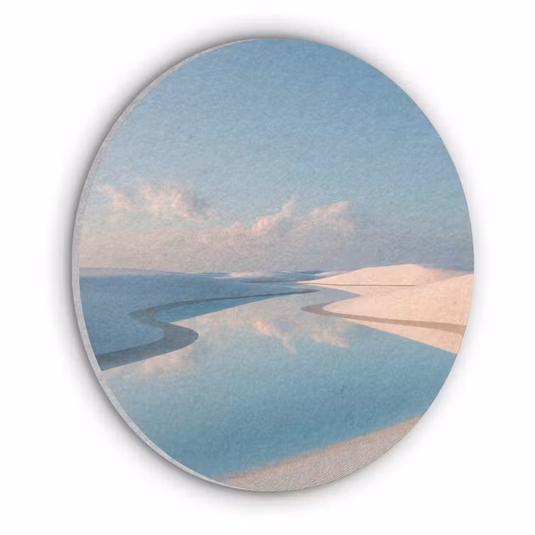 Duinen - Waterplas - Oneindige rust Akoestische PET Vilt - Rond klein -3d