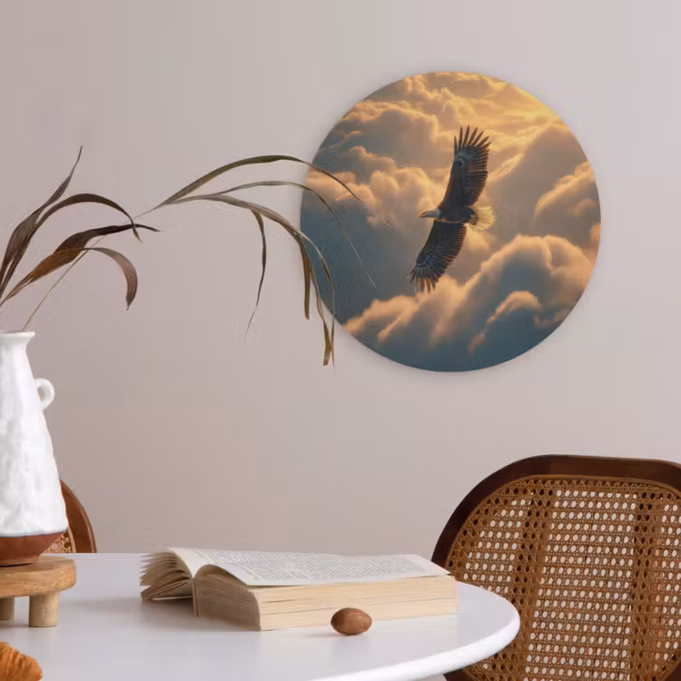 Adelaar - Wolken - Zon Akoestische PET Vilt - Rond klein -sfeer3