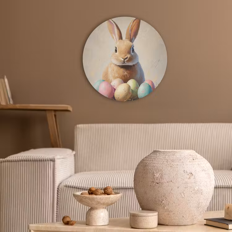 Paashaas - Pastel - Eieren Akoestische PET Vilt - Rond klein -sfeer1