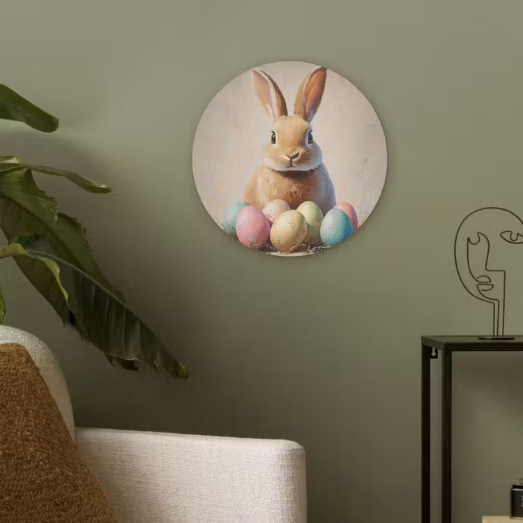 Paashaas - Pastel - Eieren Akoestische PET Vilt - Rond klein -sfeer2