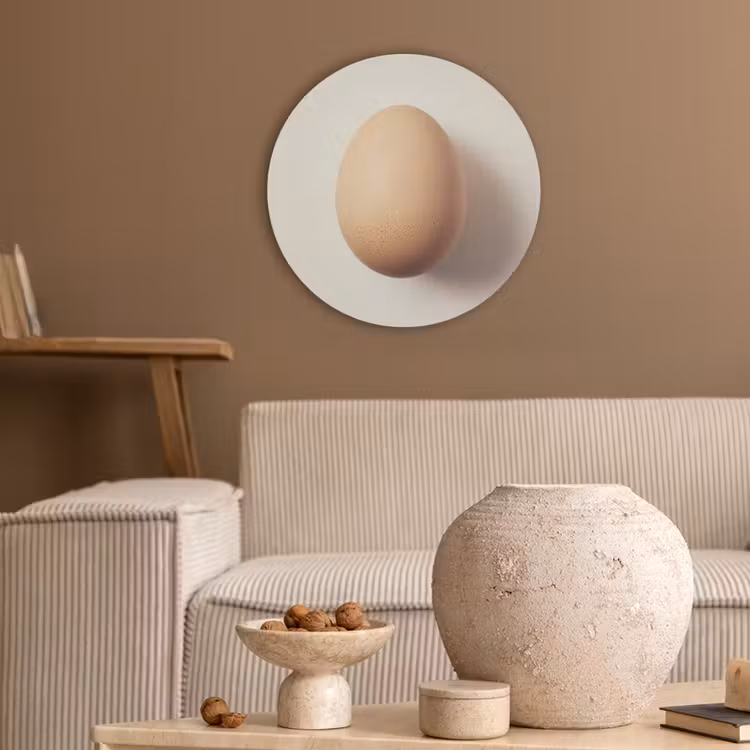 Ei - Beige - Ovaal - Egaal Akoestische PET Vilt - Rond klein -sfeer1