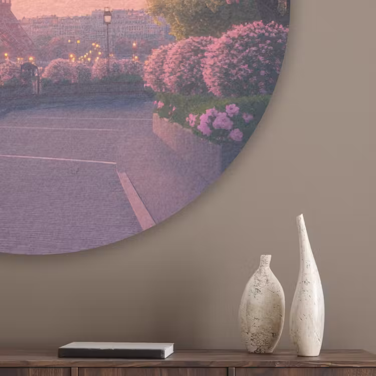 Eiffeltoren - Parijs - Roze Akoestische PET Vilt - Rond klein -sfeer5_closeup