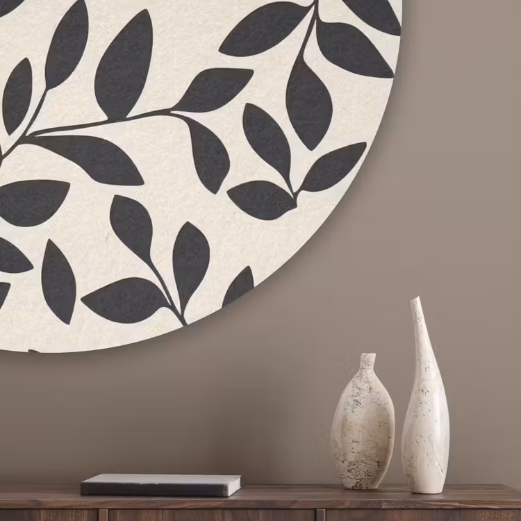 Elegant - Patroon - Zwart - Beige Akoestische PET Vilt - Rond klein 838 -sfeer5_closeup