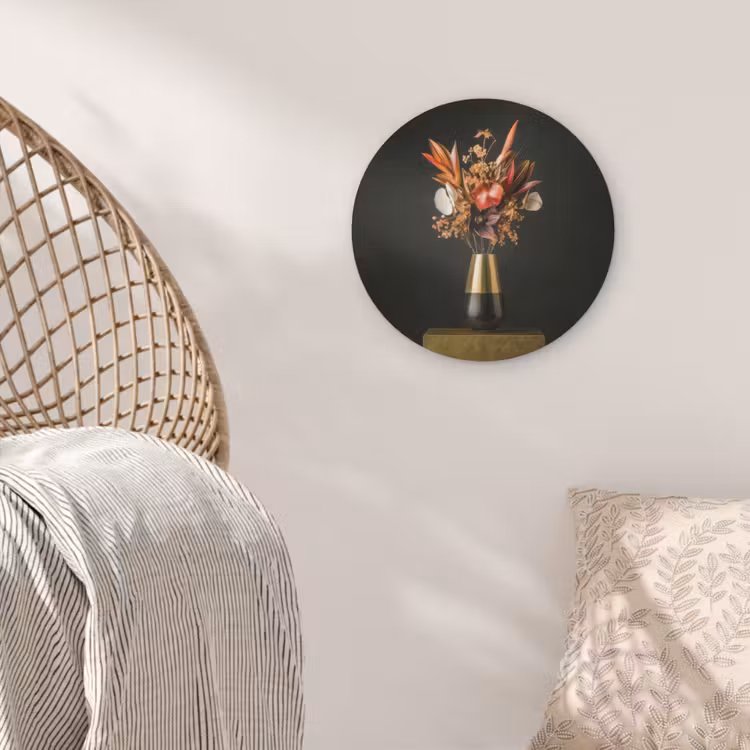 Exotisch - Boeket - Vaas - Goud Akoestische PET Vilt - Rond klein -sfeer4