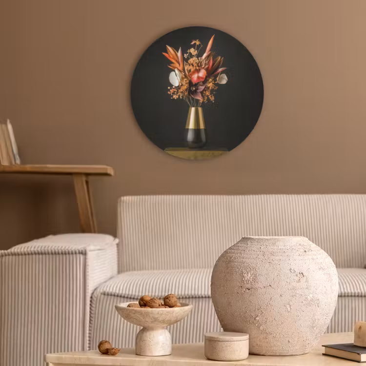Exotisch - Boeket - Vaas - Goud Akoestische PET Vilt - Rond klein -sfeer1