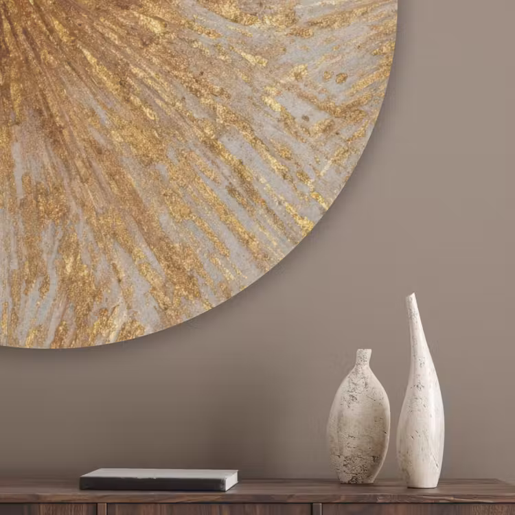 Explosie - Abstract - Goud - Wit Akoestische PET Vilt - Rond klein 838 -sfeer5_closeup