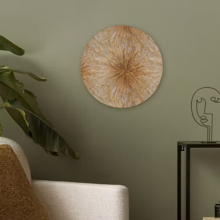 Explosie - Abstract - Goud - Wit Akoestische PET Vilt - Rond klein 838 -sfeer2
