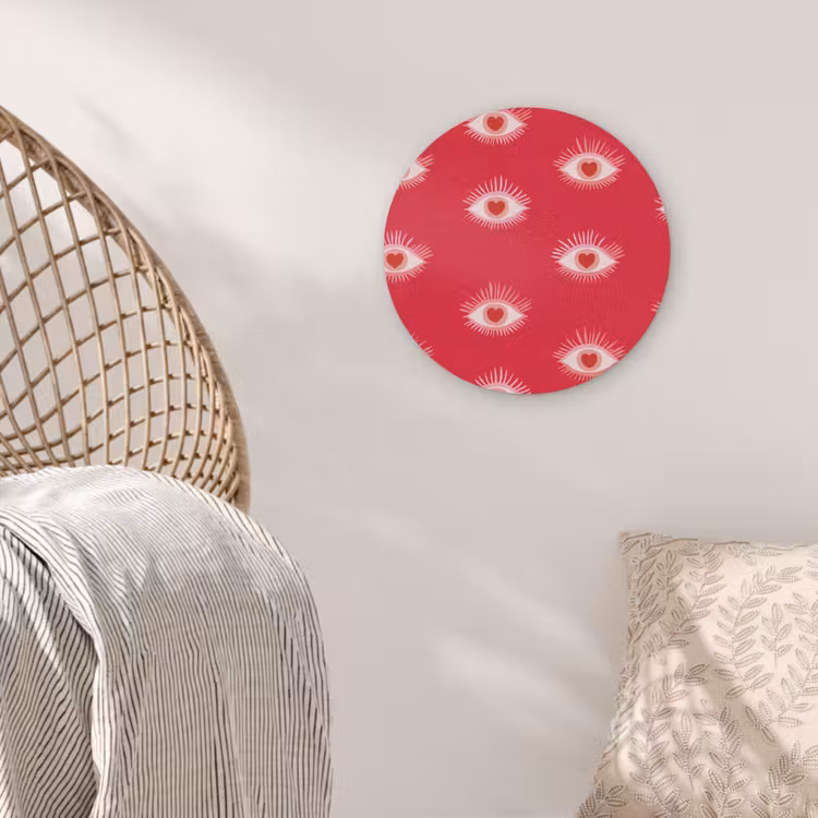 Ogen - Hart - Abstract - Rood - Roze Akoestische PET Vilt - Rond klein 838 -sfeer4