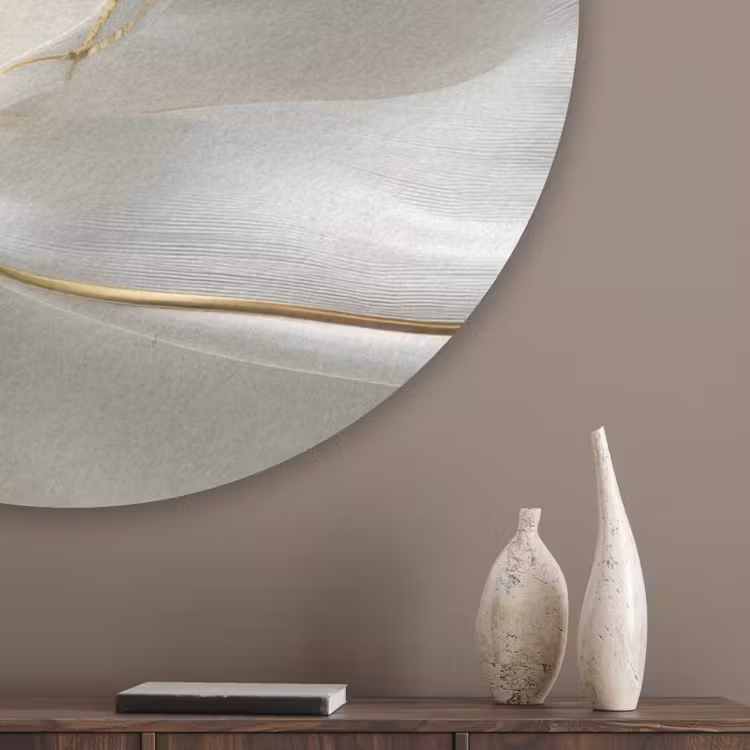 Stof - Plooien - Goud Akoestische PET Vilt - Rond klein -sfeer5_closeup