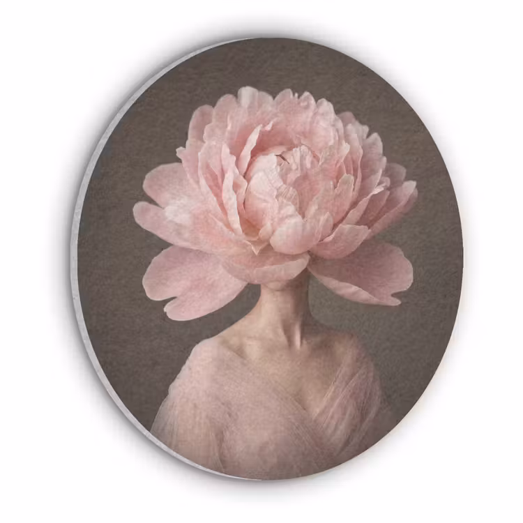 Gezicht - Roos - Roze Akoestische PET Vilt - Rond klein -3d