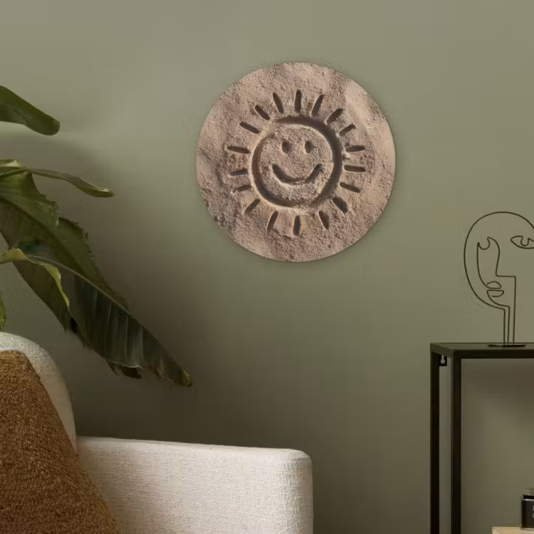 Gezichtje - Zon - Zand - Getekend Akoestische PET Vilt - Rond klein -sfeer2
