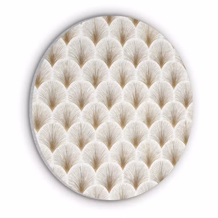 Waaiers - Art Deco - Elegant - Goud - Wit Akoestische PET Vilt - Rond klein 838 -3d