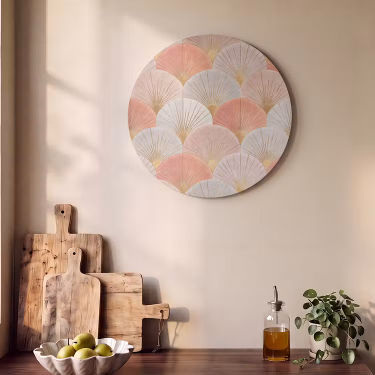 Waaiers - Goud - Roze Akoestische PET Vilt - Rond klein 838 -sfeer2